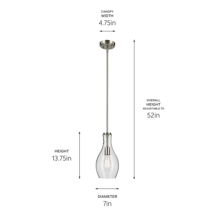 Kichler Canada - 42456NI - One Light Pendant - Everly - Brushed Nickel