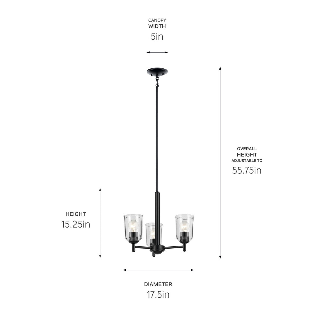 Kichler Canada - 43670BKCLR - Three Light Mini Chandelier - Shailene - Black