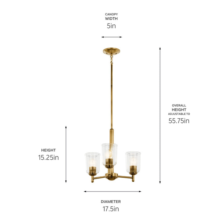 Kichler Canada - 43670NBRCLR - Three Light Mini Chandelier - Shailene - Natural Brass