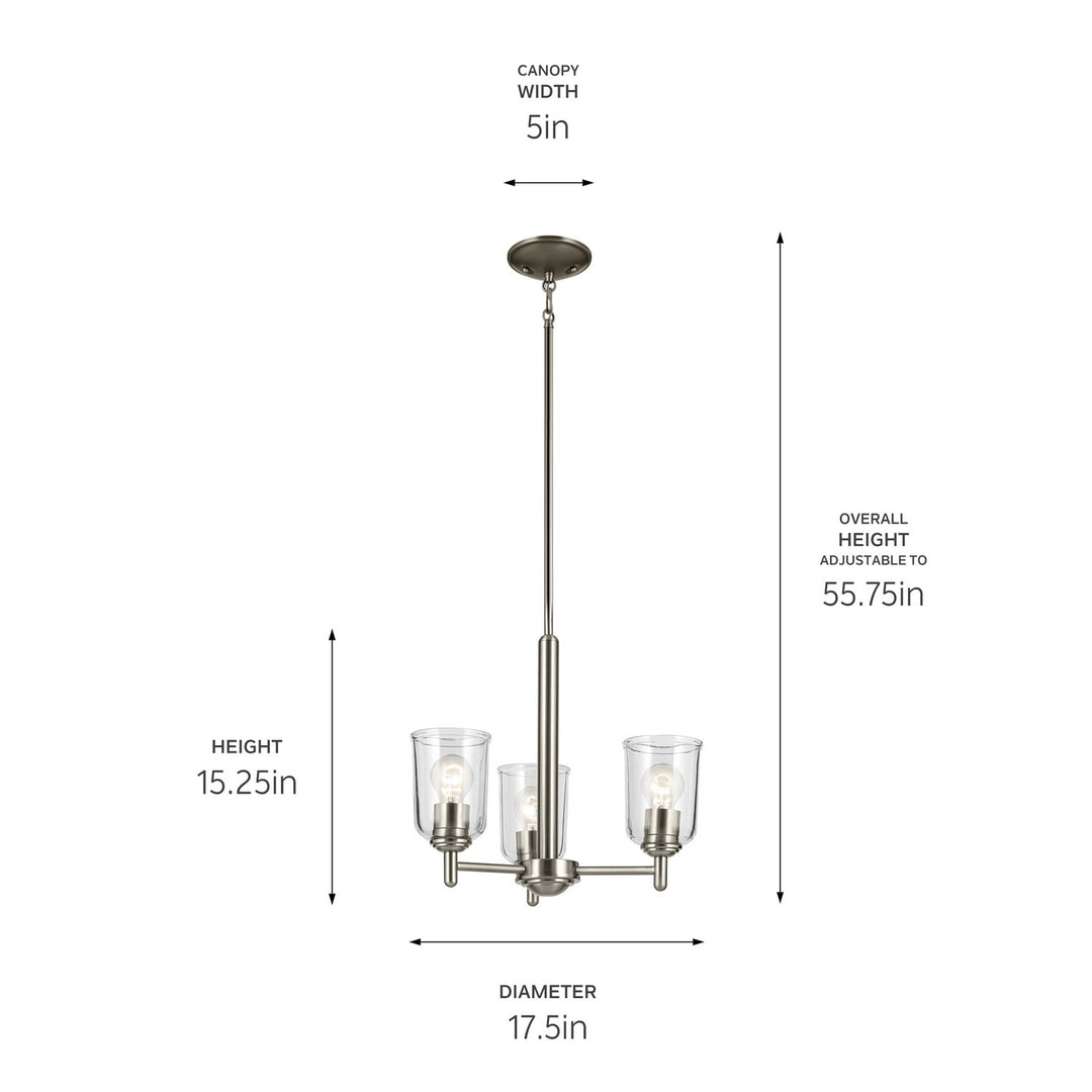 Kichler Canada - 43670NICLR - Three Light Mini Chandelier - Shailene - Brushed Nickel