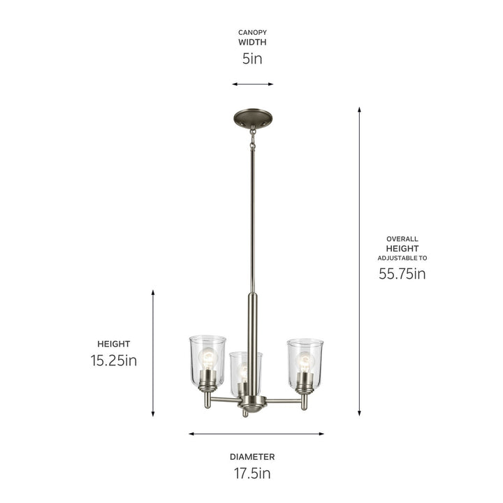 Kichler Canada - 43670NICLR - Three Light Mini Chandelier - Shailene - Brushed Nickel