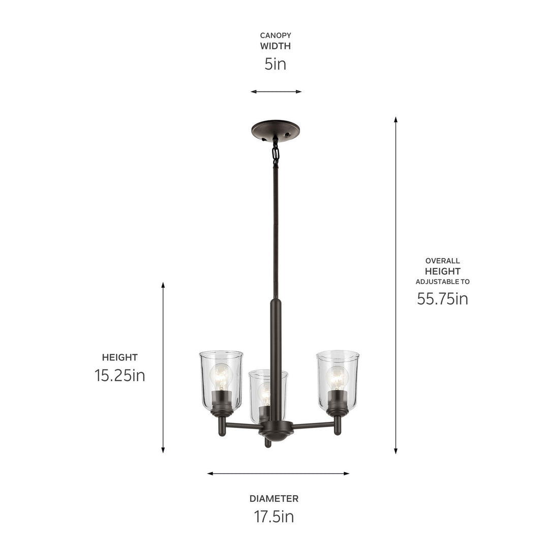 Kichler Canada - 43670OZCLR - Three Light Mini Chandelier - Shailene - Olde Bronze