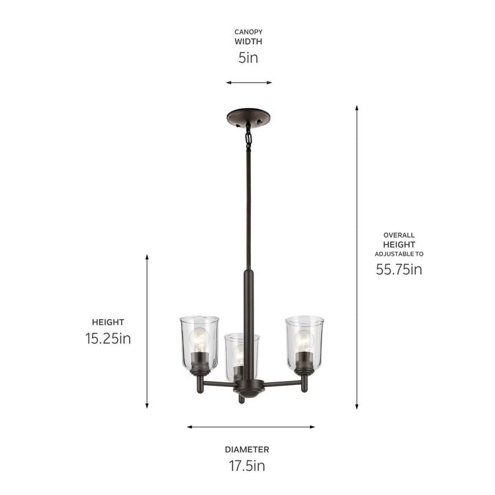 Kichler Canada - 43670OZCLR - Three Light Mini Chandelier - Shailene - Olde Bronze