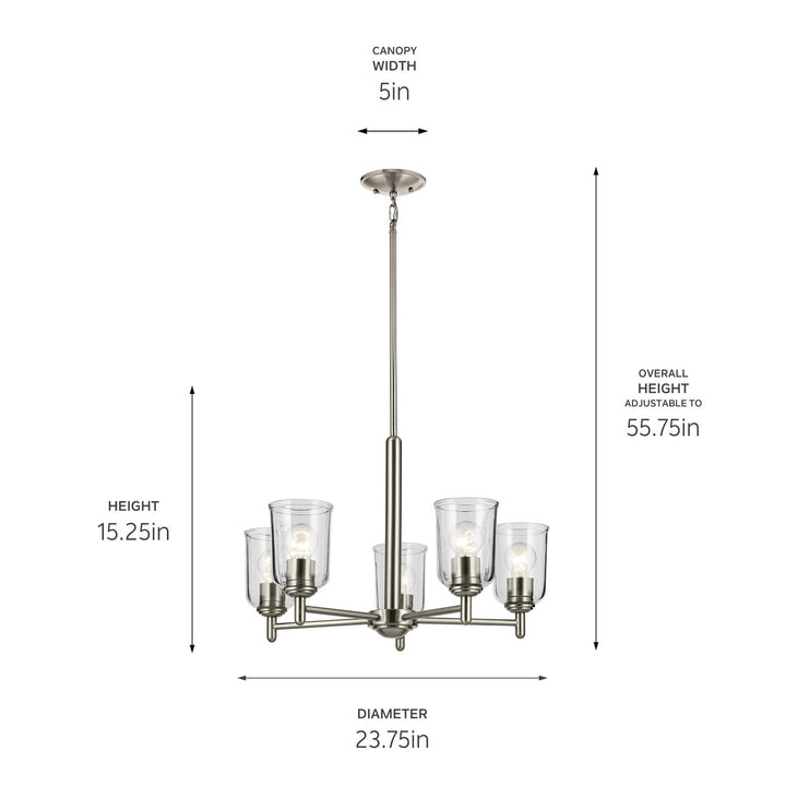 Kichler Canada - 43671NICLR - Five Light Chandelier - Shailene - Brushed Nickel
