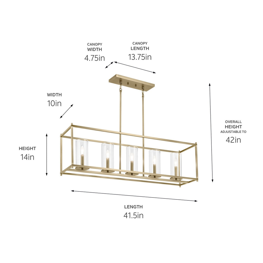Kichler Canada - 43995NBR - Five Light Linear Chandelier - Crosby - Natural Brass