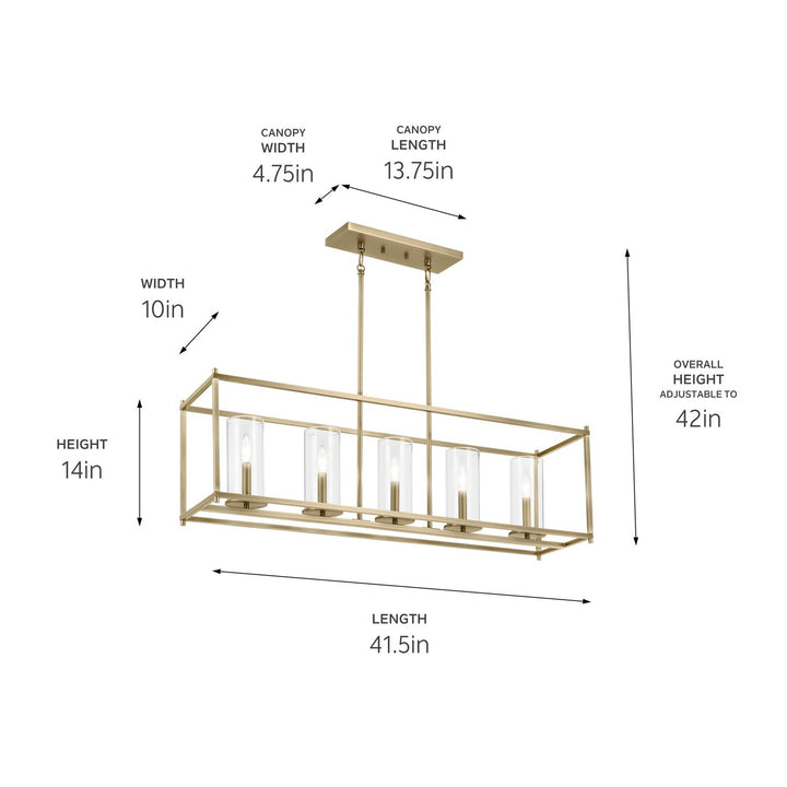 Kichler Canada - 43995NBR - Five Light Linear Chandelier - Crosby - Natural Brass