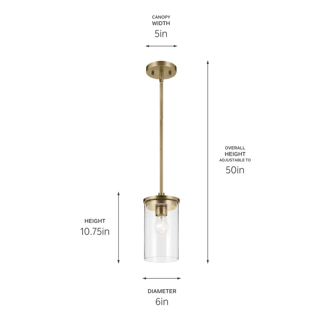 Kichler Canada - 43996NBR - One Light Mini Pendant - Crosby - Natural Brass