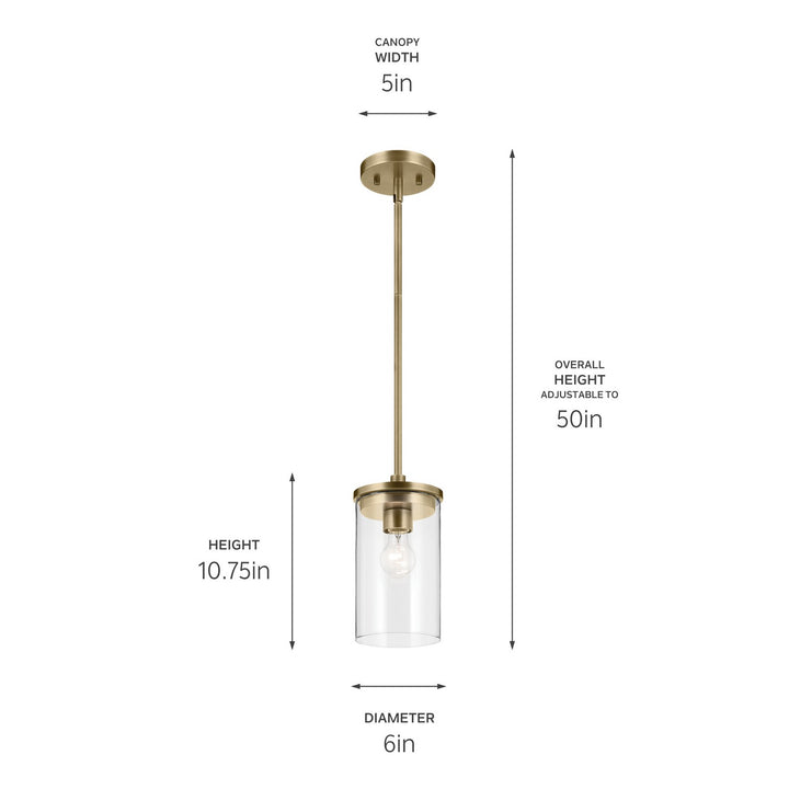 Kichler Canada - 43996NBR - One Light Mini Pendant - Crosby - Natural Brass