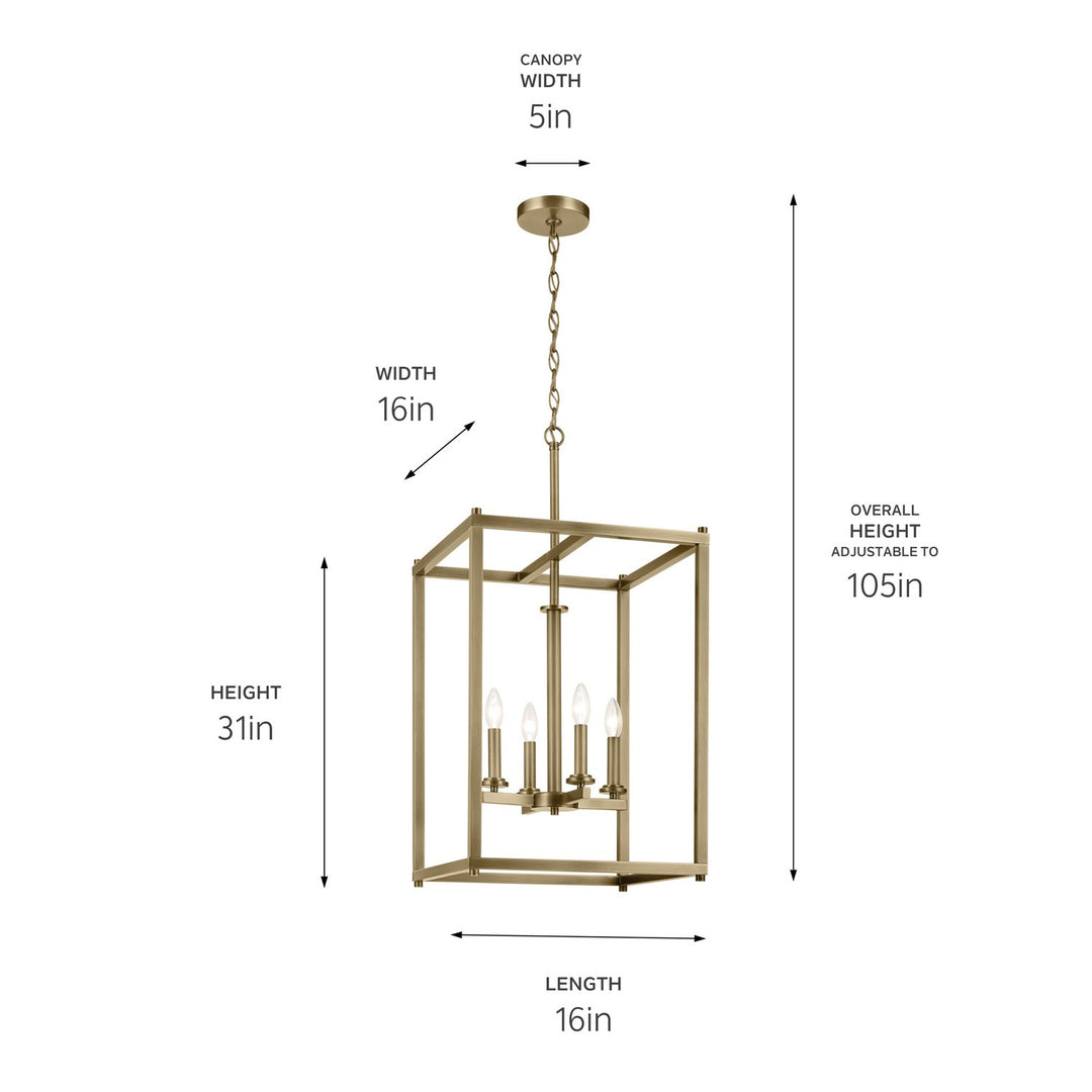 Kichler Canada - 43998NBR - Four Light Foyer Pendant - Crosby - Natural Brass