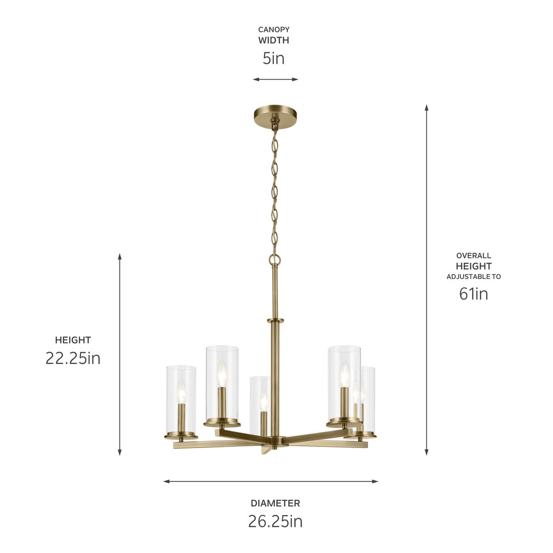 Kichler Canada - 43999NBR - Five Light Chandelier - Crosby - Natural Brass