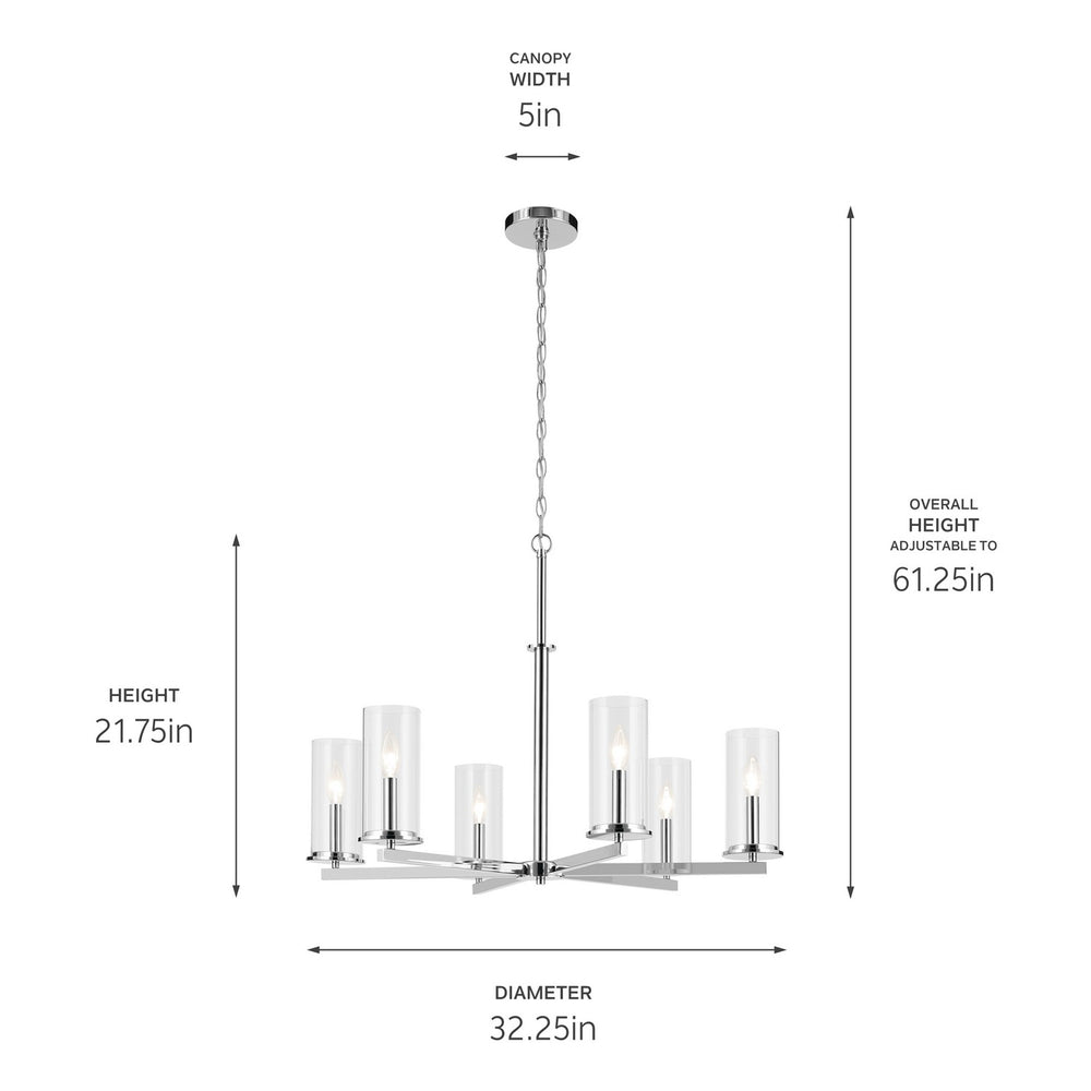 Kichler Canada - 44013CH - Six Light Chandelier - Crosby - Chrome