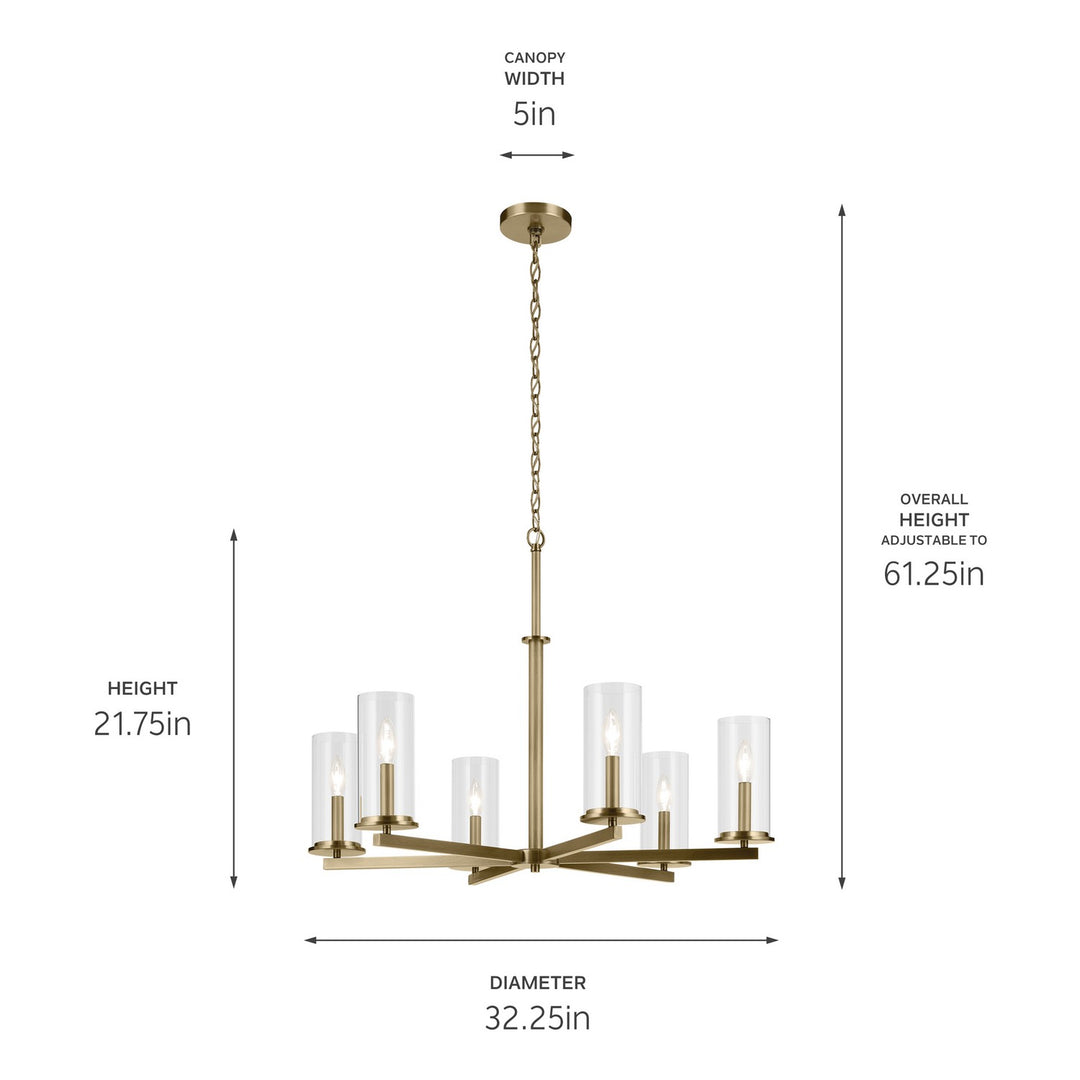 Kichler Canada - 44013NBR - Six Light Chandelier - Crosby - Natural Brass