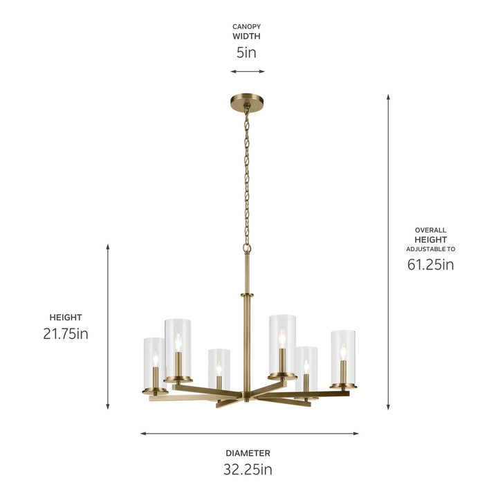 Kichler Canada - 44013NBR - Six Light Chandelier - Crosby - Natural Brass