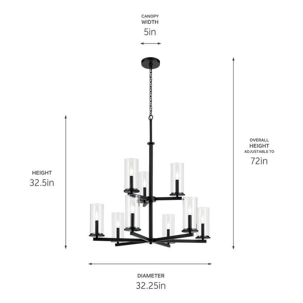 Kichler Canada - 44014BK - Nine Light Chandelier - Crosby - Black