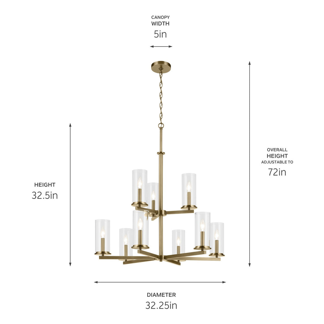 Kichler Canada - 44014NBR - Nine Light Chandelier - Crosby - Natural Brass