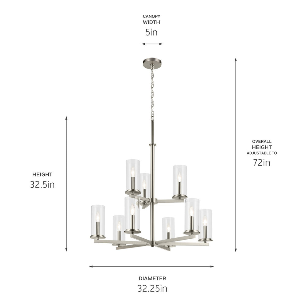 Kichler Canada - 44014NI - Nine Light Chandelier - Crosby - Brushed Nickel