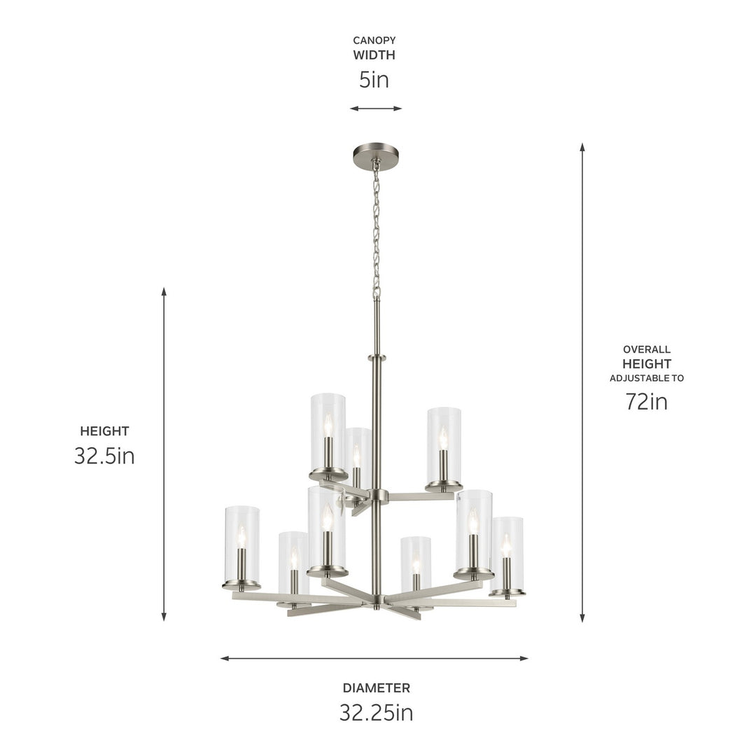 Kichler Canada - 44014NI - Nine Light Chandelier - Crosby - Brushed Nickel