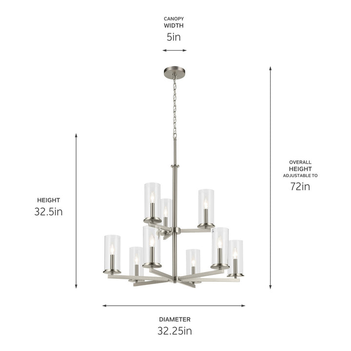 Kichler Canada - 44014NI - Nine Light Chandelier - Crosby - Brushed Nickel