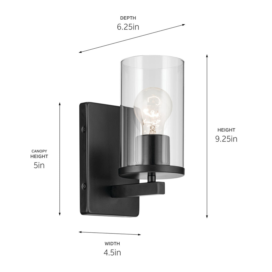 Kichler Canada - 45495BKCLR - One Light Wall Sconce - Crosby - Black