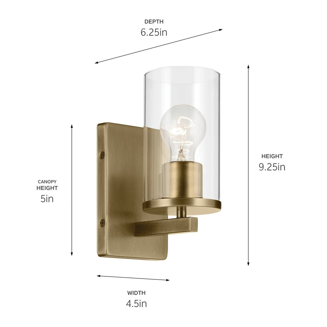 Kichler Canada - 45495NBRCLR - One Light Wall Sconce - Crosby - Natural Brass