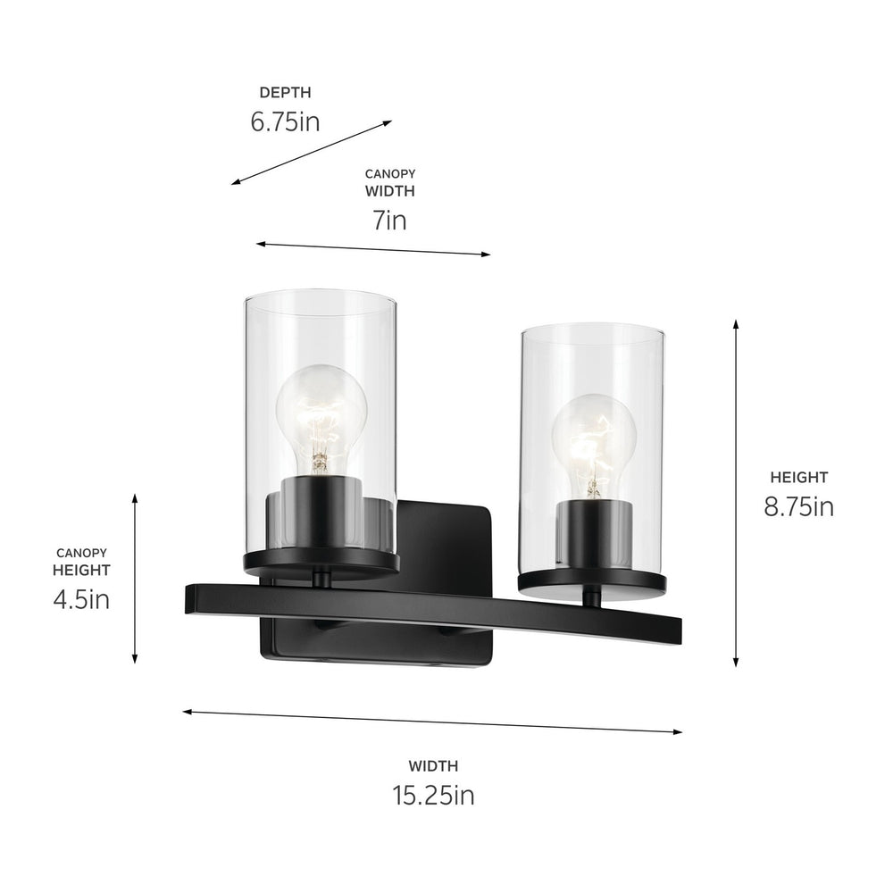 Kichler Canada - 45496BKCLR - Two Light Bath - Crosby - Black