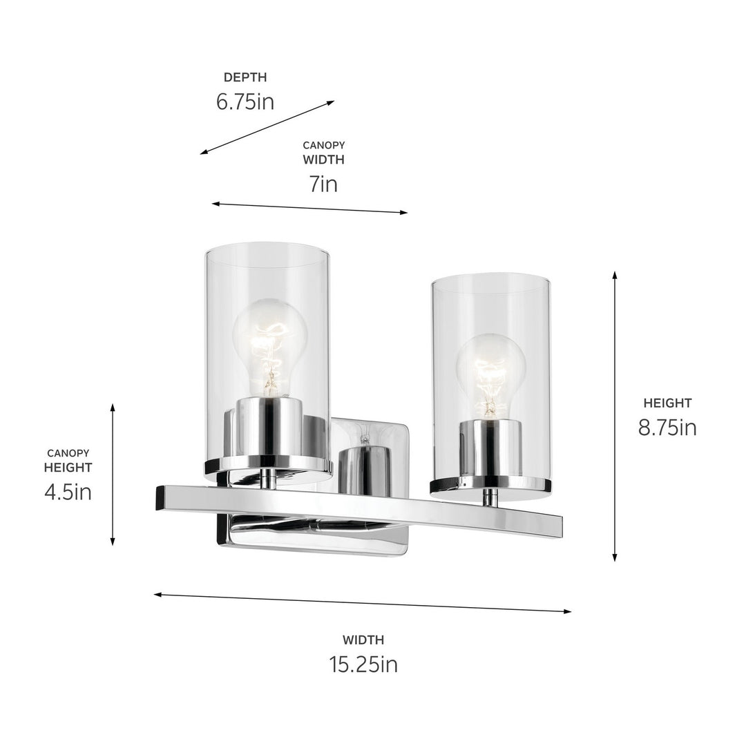 Kichler Canada - 45496CHCLR - Two Light Bath - Crosby - Chrome