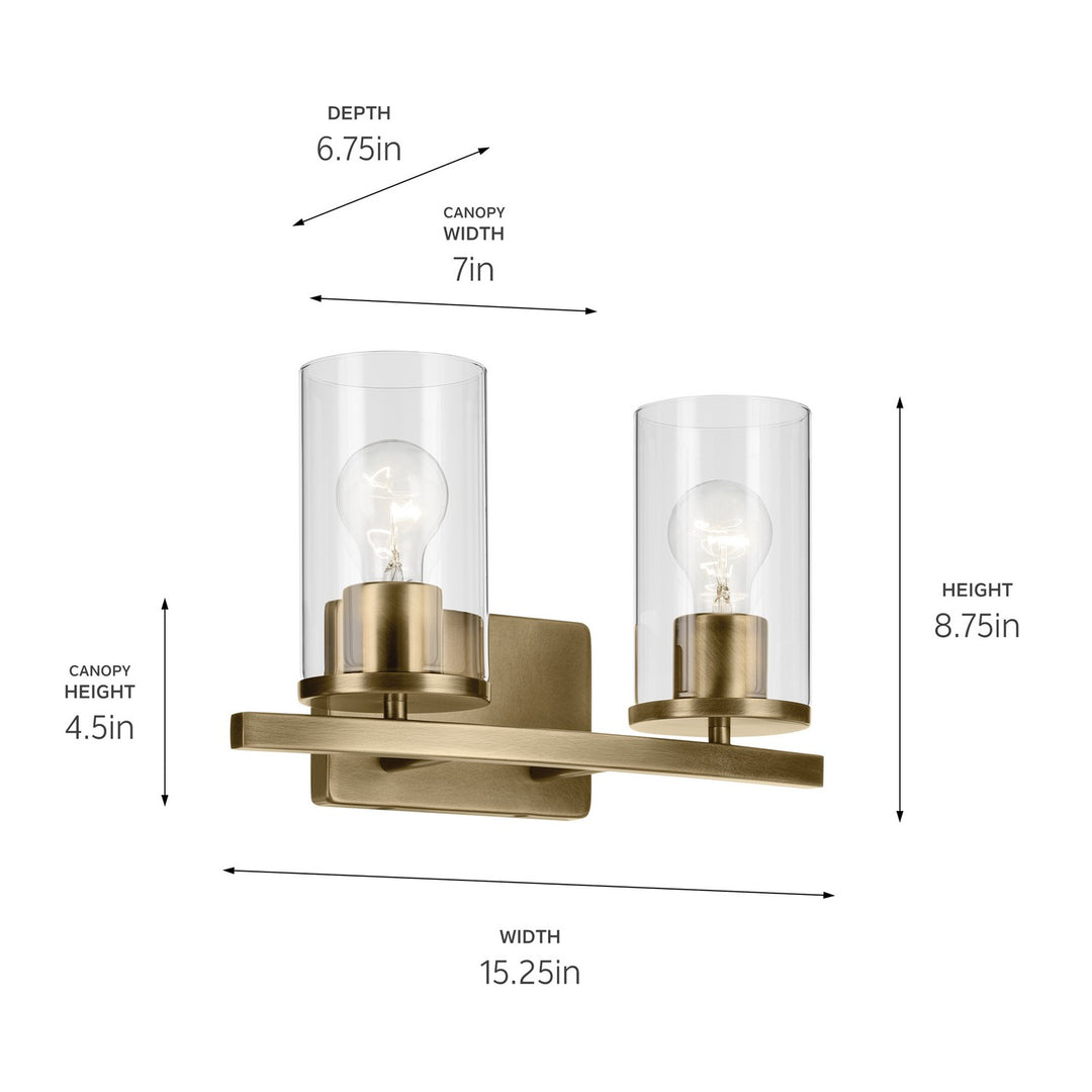 Kichler Canada - 45496NBRCLR - Two Light Bath - Crosby - Natural Brass