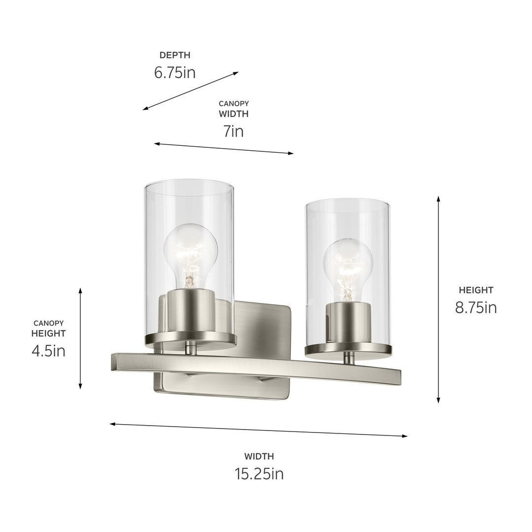Kichler Canada - 45496NICLR - Two Light Bath - Crosby - Brushed Nickel