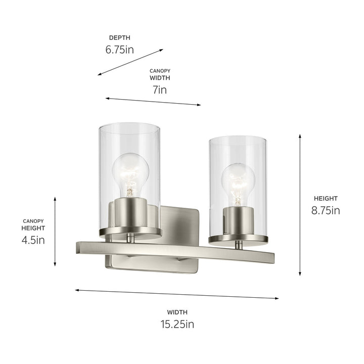 Kichler Canada - 45496NICLR - Two Light Bath - Crosby - Brushed Nickel