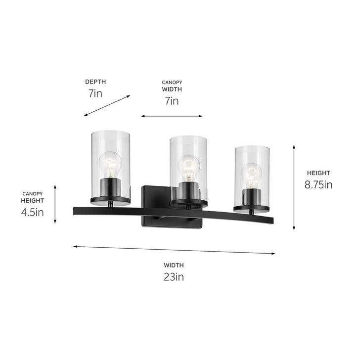 Kichler Canada - 45497BKCLR - Three Light Bath - Crosby - Black