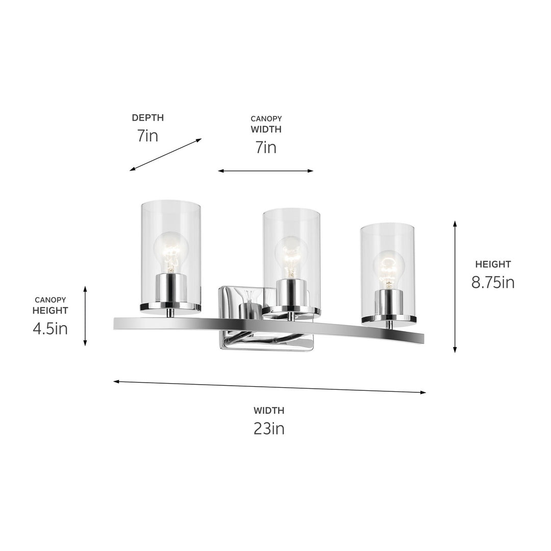 Kichler Canada - 45497CHCLR - Three Light Bath - Crosby - Chrome