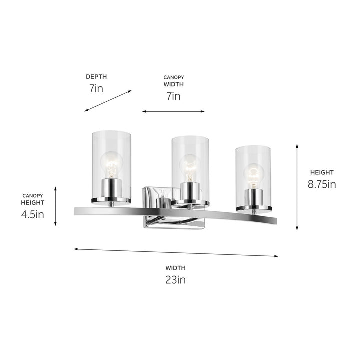 Kichler Canada - 45497CHCLR - Three Light Bath - Crosby - Chrome