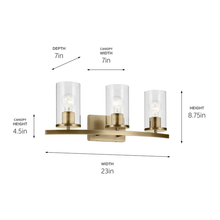 Kichler Canada - 45497NBRCLR - Three Light Bath - Crosby - Natural Brass