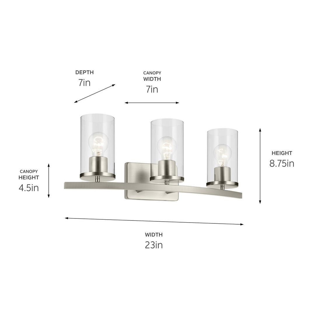 Kichler Canada - 45497NICLR - Three Light Bath - Crosby - Brushed Nickel