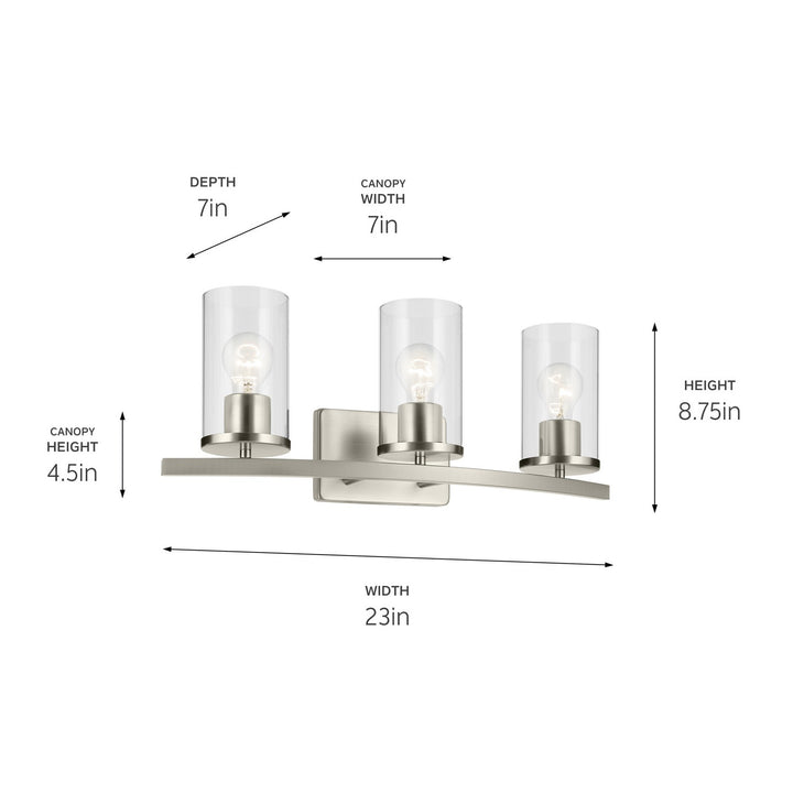 Kichler Canada - 45497NICLR - Three Light Bath - Crosby - Brushed Nickel