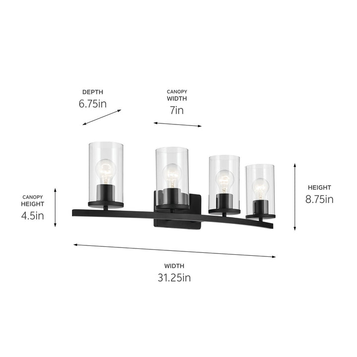 Kichler Canada - 45498BKCLR - Four Light Bath - Crosby - Black
