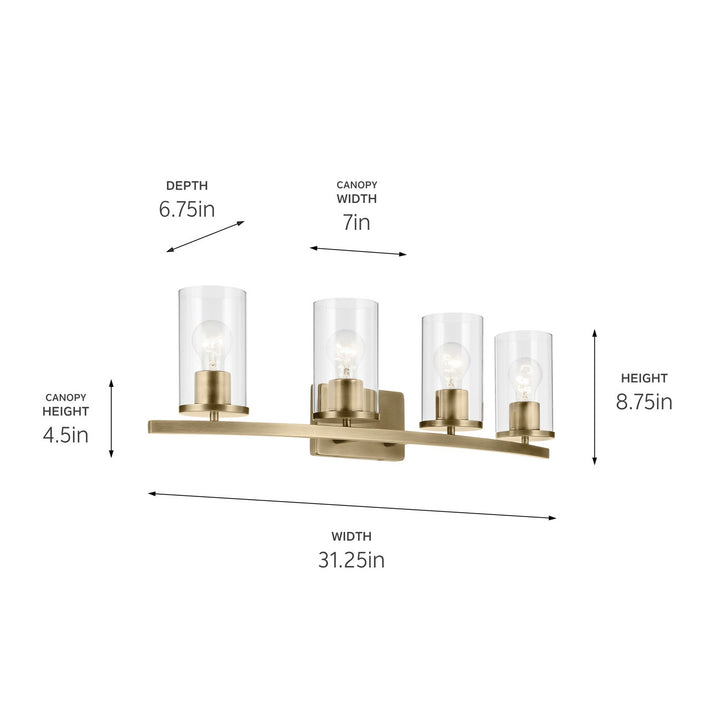 Kichler Canada - 45498NBRCLR - Four Light Bath - Crosby - Natural Brass