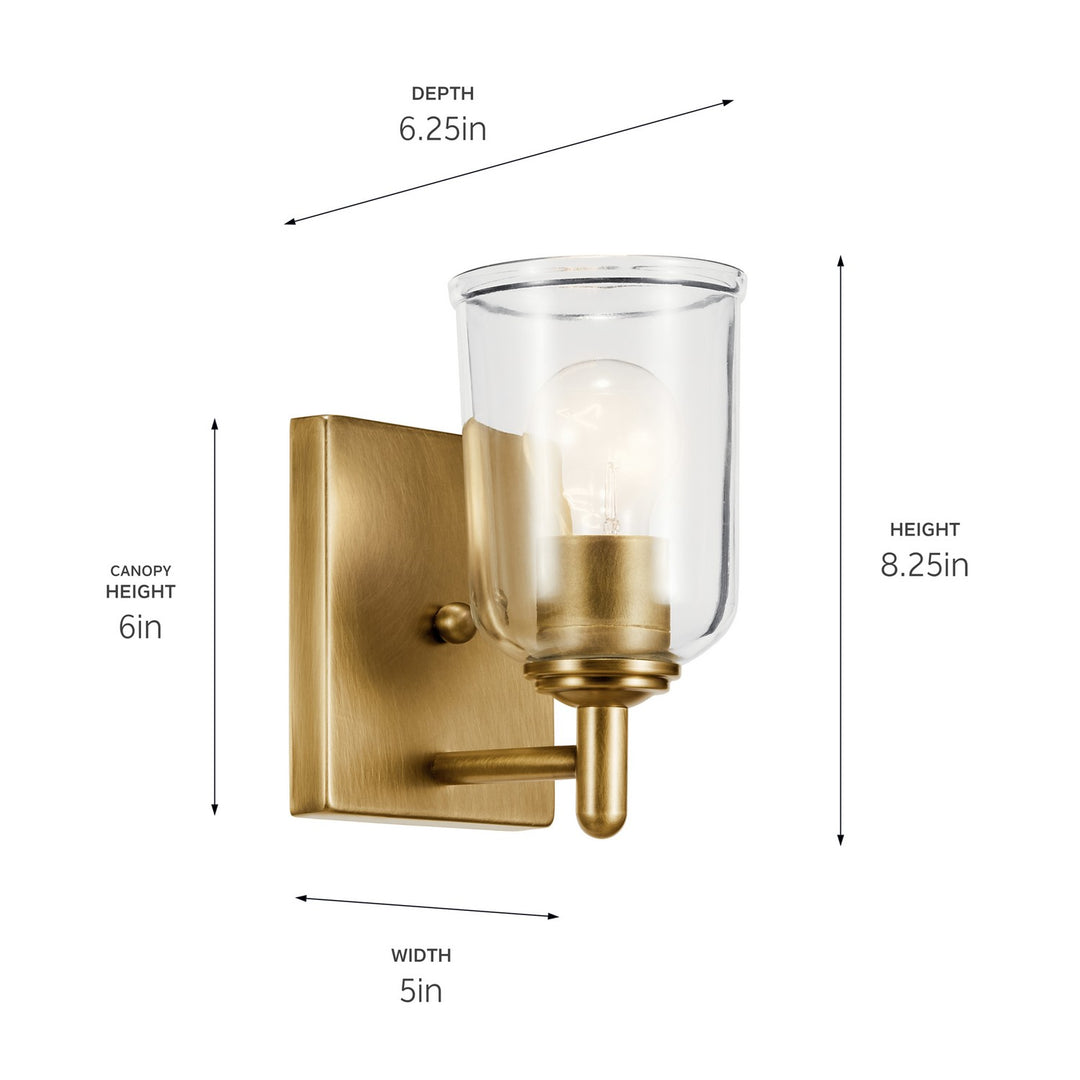 Kichler Canada - 45572NBRCLR - One Light Wall Sconce - Shailene - Natural Brass