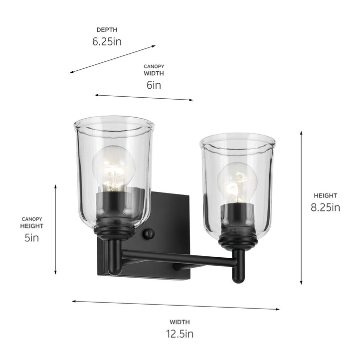 Kichler Canada - 45573BKCLR - Two Light Bath - Shailene - Black