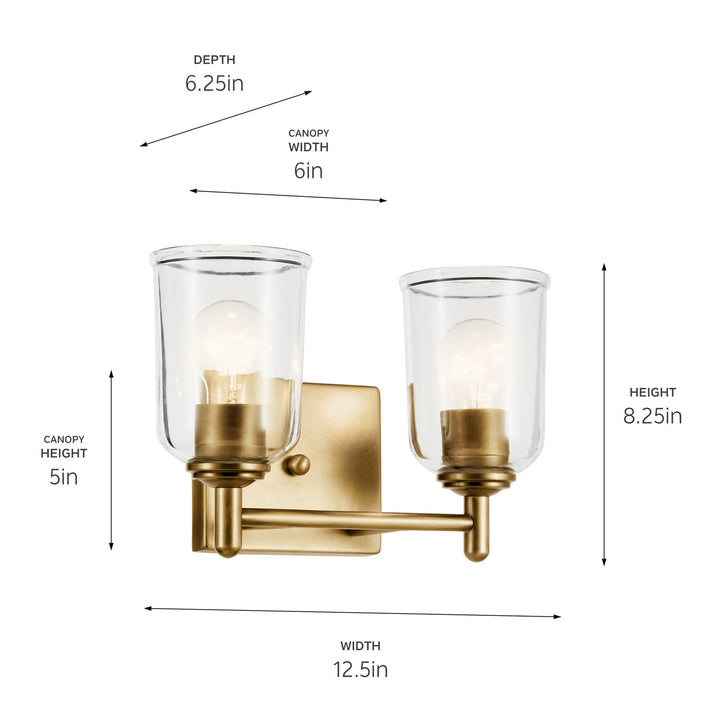 Kichler Canada - 45573NBRCLR - Two Light Bath - Shailene - Natural Brass
