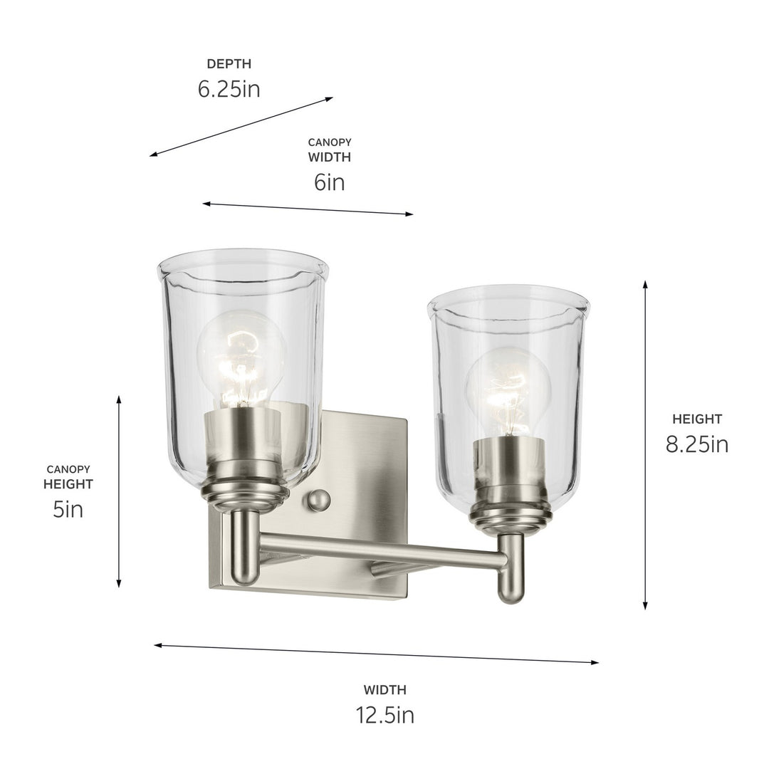 Kichler Canada - 45573NICLR - Two Light Bath - Shailene - Brushed Nickel