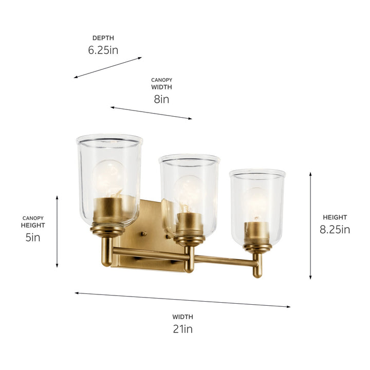 Kichler Canada - 45574NBRCLR - Three Light Bath - Shailene - Natural Brass