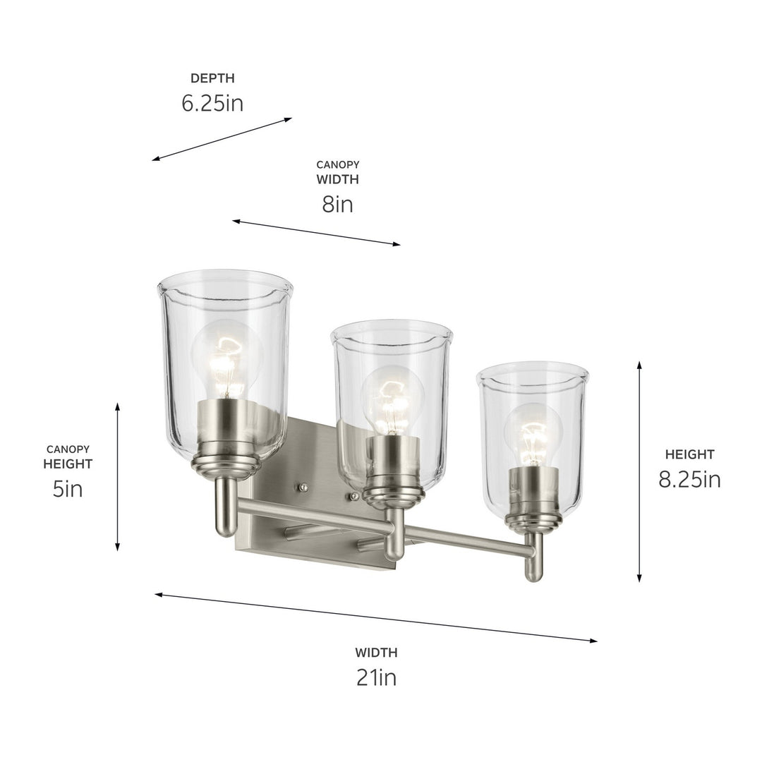 Kichler Canada - 45574NICLR - Three Light Bath - Shailene - Brushed Nickel