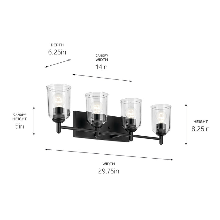 Kichler Canada - 45575BKCLR - Four Light Bath - Shailene - Black