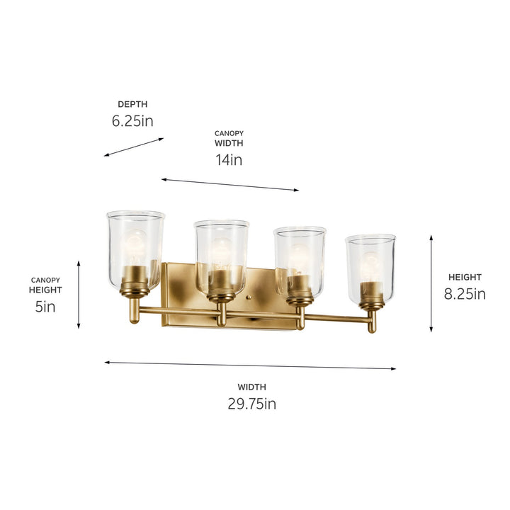 Kichler Canada - 45575NBRCLR - Four Light Bath - Shailene - Natural Brass
