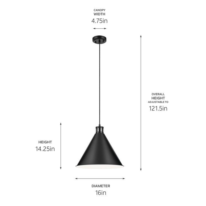 Kichler Canada - 52177BK - One Light Pendant - Zailey - Black