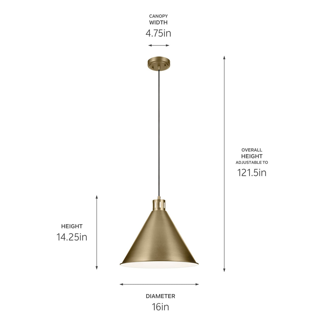 Kichler Canada - 52177NBR - One Light Pendant - Zailey - Natural Brass