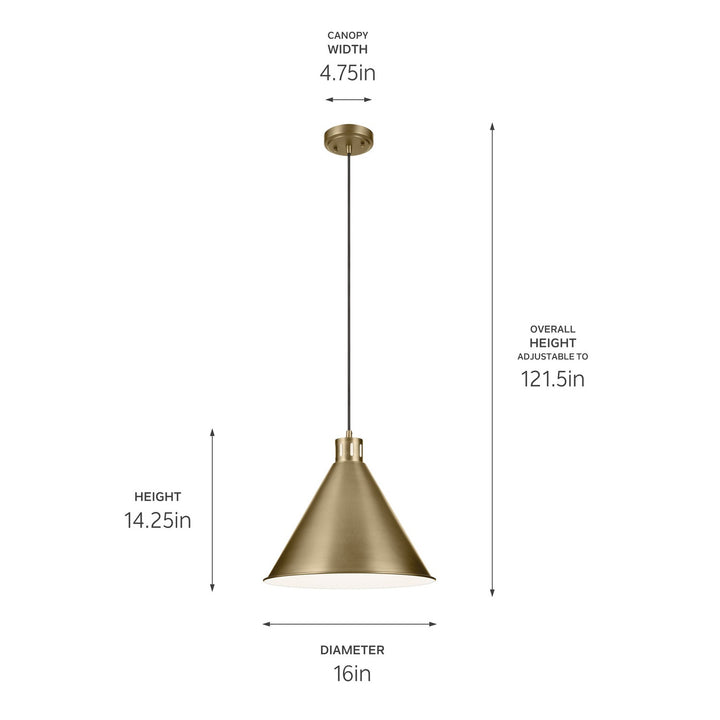 Kichler Canada - 52177NBR - One Light Pendant - Zailey - Natural Brass