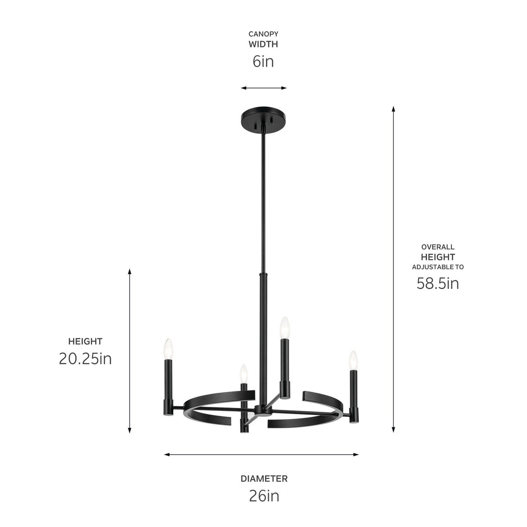 Kichler Canada - 52426BK - Four Light Chandelier - Tolani - Black