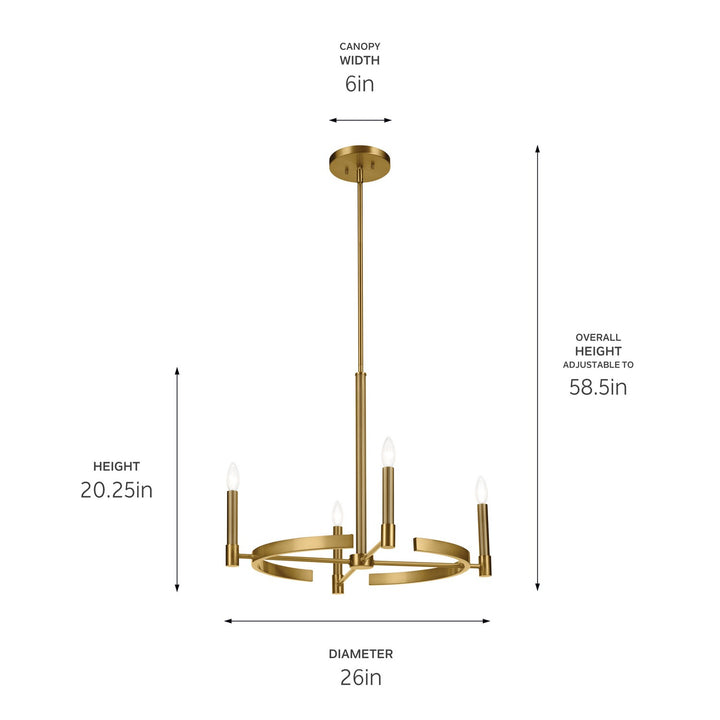 Kichler Canada - 52426BNB - Four Light Chandelier - Tolani - Brushed Natural Brass
